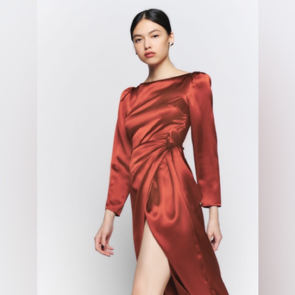 Reformation Cassis Silk Dress in Oxide